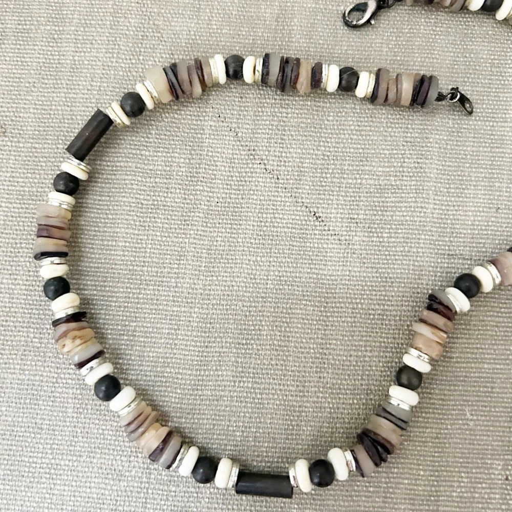 Y2K Surfer Necklace Mixed-Media Brown and White Unisex Unbranded Summer Beach - Picture 6 of 9